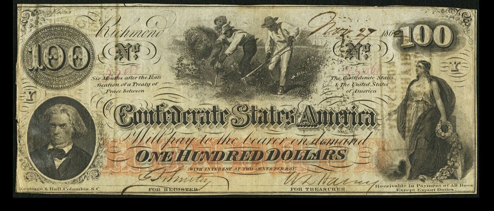 T-41, 1862 $100 CSA "Hoer" Note, November 27, 1862, VF/XF